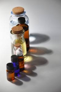 row of the bottle withh massage oil